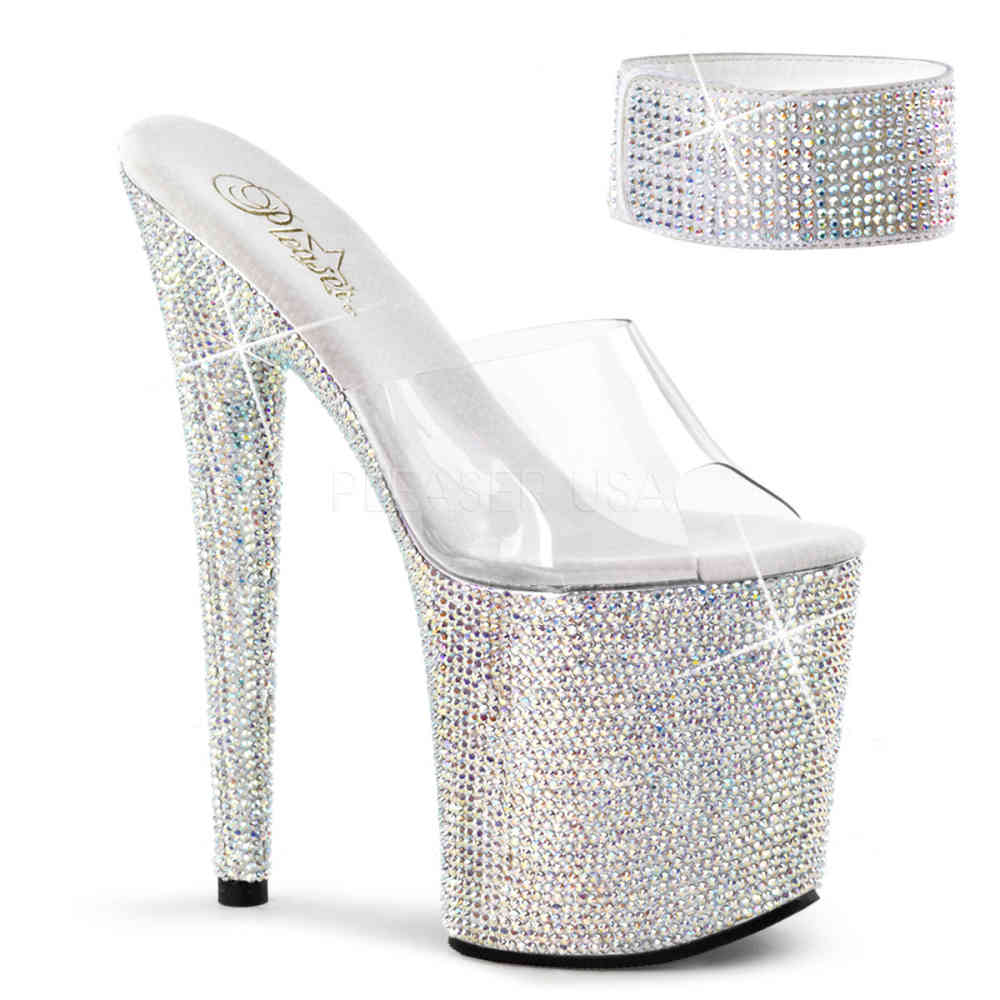 Pleaser - BEJEWELED-812RS Sandaal met enkelband, Paaldans schoenen - Paaldans schoenen - Zwart